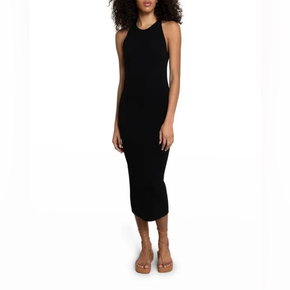A.L.C. Marc Ribbed Racerback Midi Dress bodycon SZ S black tank cotton blend